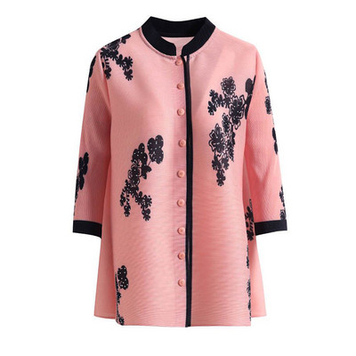 Κορεάτικο κομψό εμπριμέ μακρυμάνικο ζακέτα με μακρυμάνικο μπουφάν για γυναικεία πουκάμισα μόδα Υπερμεγέθη πολυτελής μπλούζα 2023