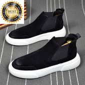 platforma korėjiečių dizainerio vyriški madingi batai šilti medvilniniai žieminiai batai juodi chelsea bottes homme kulkšnys botas masculinas botines