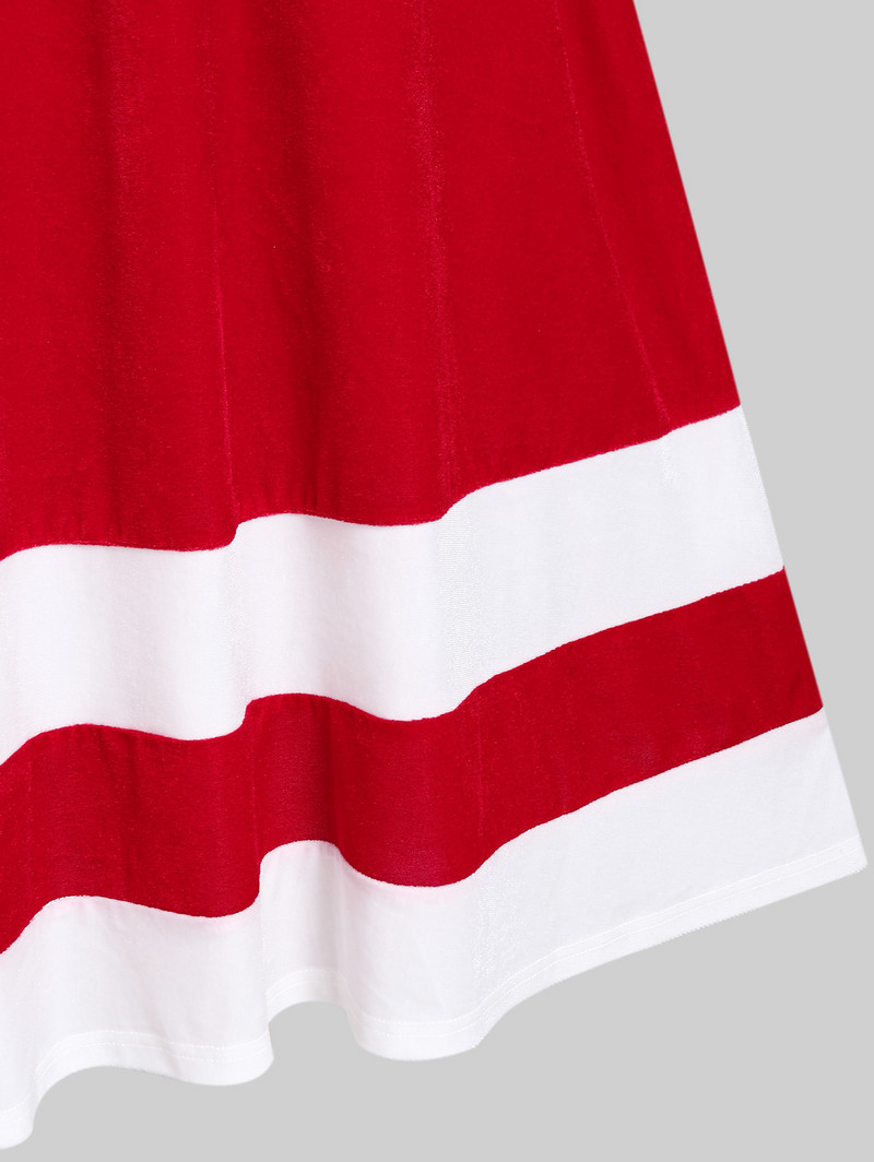 Fusta Maxi de Crăciun din catifea ROSEGAL L-5XL Noua modă pentru femei, cu talie elastică, cu dungi, fuste lungi, rochii roșii