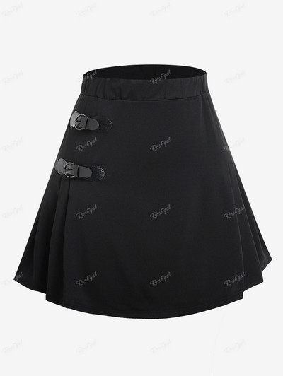 ROSEGAL Plus Size Μαύρες πόρπες Φούστες Γυναικείες Casual Ελαστική Μέση Βασικά Μίνι Φούστα Στερεά
