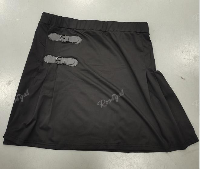 ROSEGAL Velike crne suknje s kopčama Ženske ležerne, jednobojne mini suknje s elastičnim strukom, jednobojne.