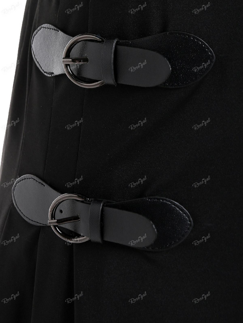 ROSEGAL Velike crne suknje s kopčama Ženske ležerne, jednobojne mini suknje s elastičnim strukom, jednobojne.