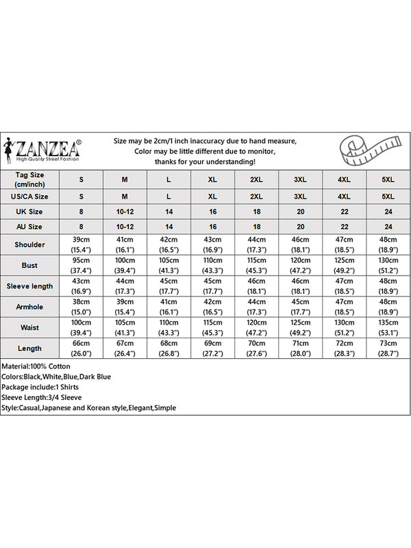 ZANZEA Ljetna vintage prugasta košulja Ženska bluza s V izrezom 3/4 rukava Modna ležerna dugmad Poslovne bluze Široke majice za zabave Tunika