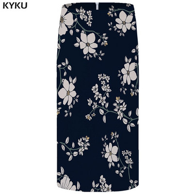 KYKU brändi graafilised seelikud naistele sinised plusssuurused vanad vabaaja Harajuku 3D prinditud pliiats Seksikad naiste seelikud Naiste naljakad