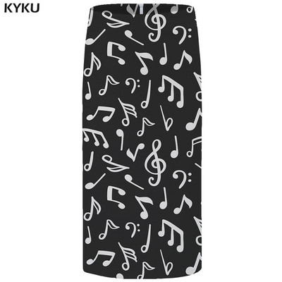 KYKU brändi graafilised seelikud naistele sinised plusssuurused vanad vabaaja Harajuku 3D prinditud pliiats Seksikad naiste seelikud Naiste naljakad