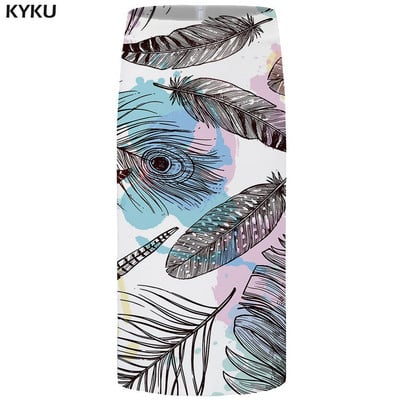 KYKU brändi graafilised seelikud naistele sinised plusssuurused vanad vabaaja Harajuku 3D prinditud pliiats Seksikad naiste seelikud Naiste naljakad