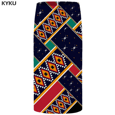 KYKU brändi graafilised seelikud naistele sinised plusssuurused vanad vabaaja Harajuku 3D prinditud pliiats Seksikad naiste seelikud Naiste naljakad