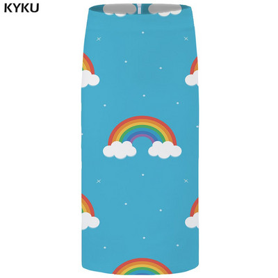 KYKU brändi graafilised seelikud naistele sinised plusssuurused vanad vabaaja Harajuku 3D prinditud pliiats Seksikad naiste seelikud Naiste naljakad