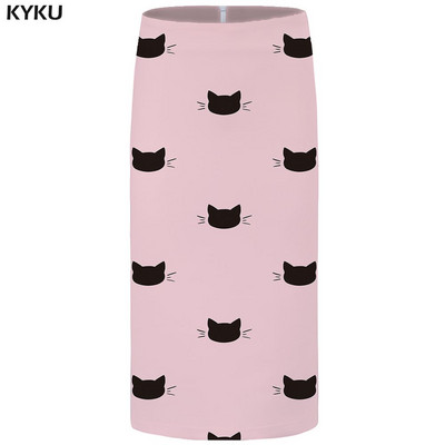 KYKU brändi graafilised seelikud naistele sinised plusssuurused vanad vabaaja Harajuku 3D prinditud pliiats Seksikad naiste seelikud Naiste naljakad