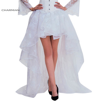 Charmian Steampunk ψηλή χαμηλή φούστα Γυναικεία Gothic Vintage Wedding Party Plus Size Φούστες Μαύρες φούστες με δαντέλα με κοστούμι