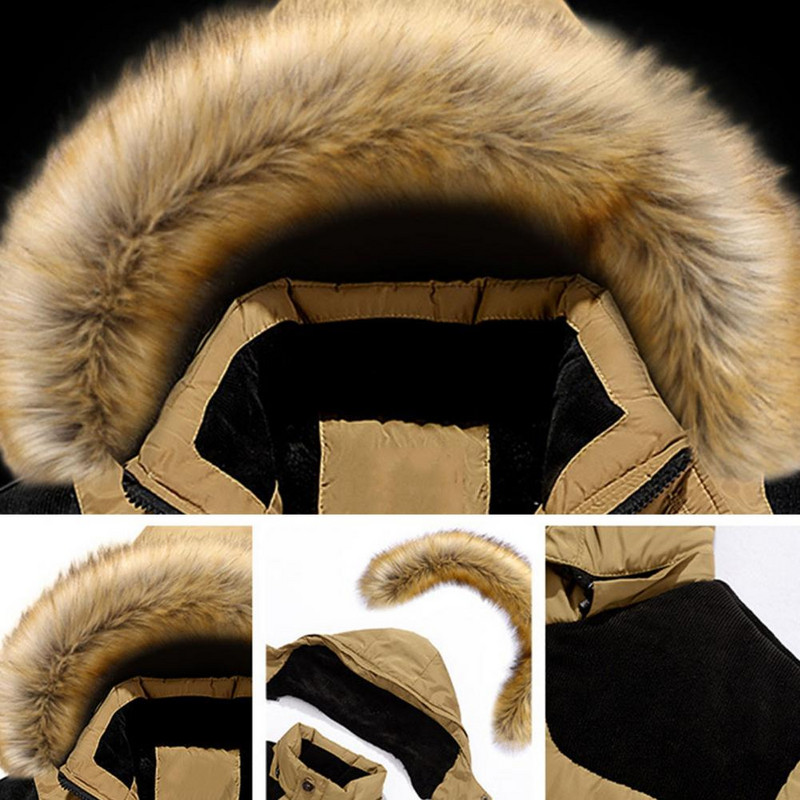 Jachetă de iarnă cu puf pentru bărbați Parka, jachetă căptușită cu glugă extra groasă, pălărie detașabilă pentru bărbați, jachetă puf erkek mont куртка зимняя женская