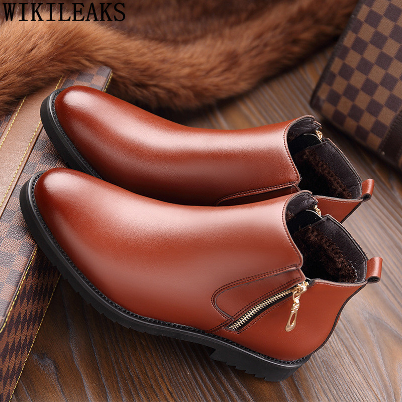 Formalne gležnjače Muške smeđe muške Chelsea čizme Muške svečane čizme Poslovne cipele Muške kožne svečane cipele Muške Zapatos De Hombre