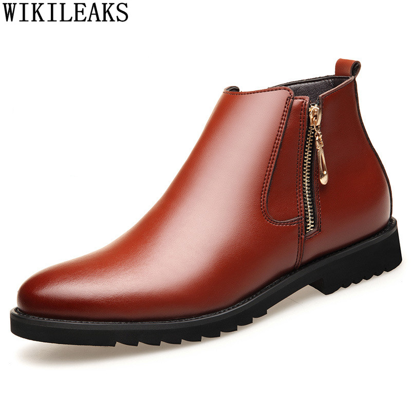 Formalne gležnjače Muške smeđe muške Chelsea čizme Muške svečane čizme Poslovne cipele Muške kožne svečane cipele Muške Zapatos De Hombre