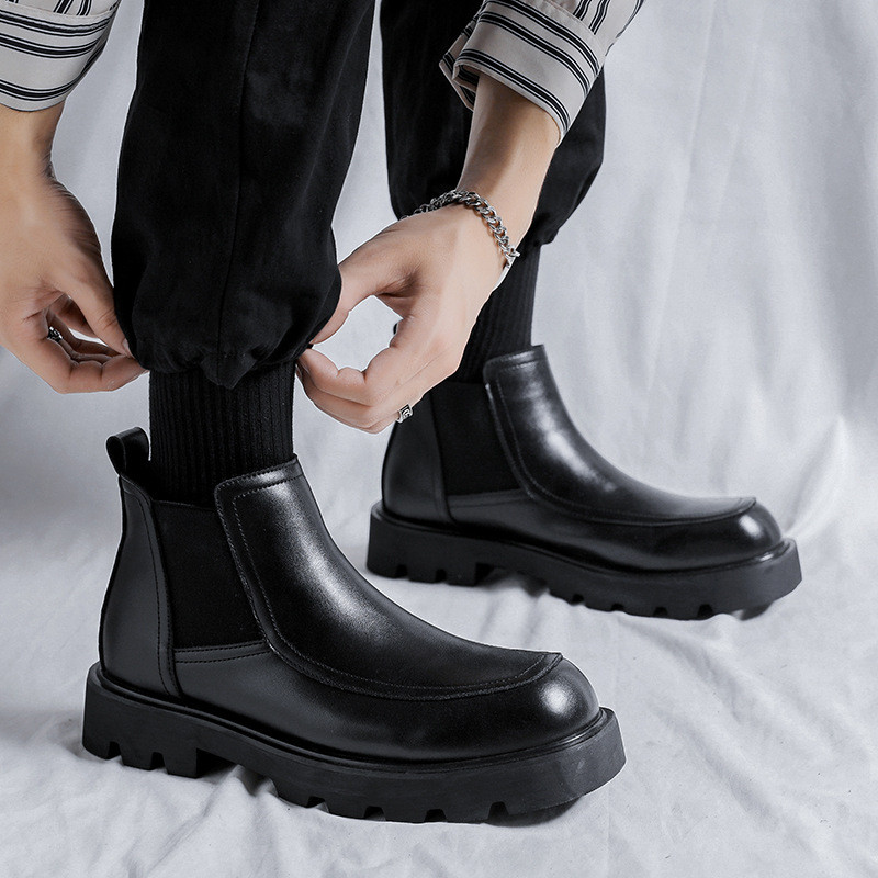 vyriški prabangūs madingi chelsea batai juodi tendencija platforminiai batai vakarėliui pokylio suknelė kaubojiška originali odinė aulinė kulkšnis botas vyriška