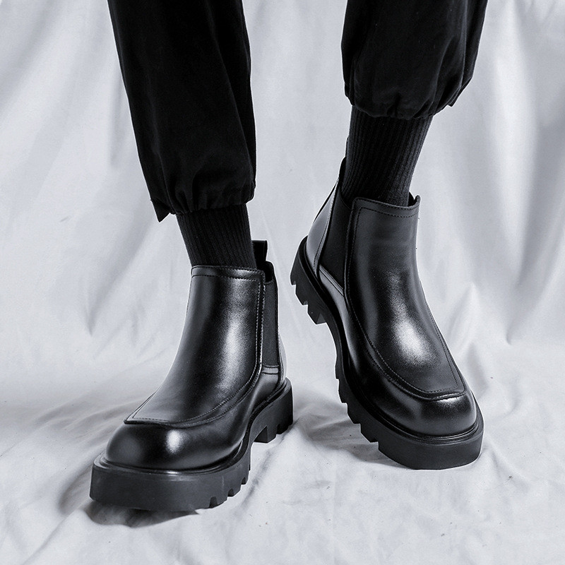 vyriški prabangūs madingi chelsea batai juodi tendencija platforminiai batai vakarėliui pokylio suknelė kaubojiška originali odinė aulinė kulkšnis botas vyriška