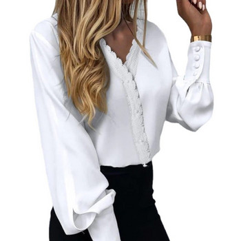 Модна офис дамска блуза 2023 Горещи продажби Винтидж ежедневна шифонена офис дамска риза с ръкав с отворен шев Дамска обикновена тънка риза