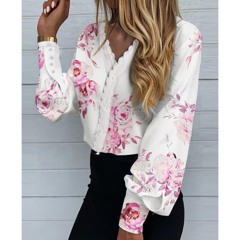 Modna uredska ženska bluza 2023. Hot Sales Vintage ležerna šifonska uredska ženska košulja s rukavima s otvorenim šavovima Ženska obična uska košulja