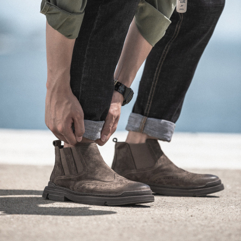 Nove muške čizme od kože protiv klizanja Britanske modne muške čizme Botas Hombre Cuero Botina Masculina Botte Homme Schoenen Man