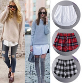 Košulja Lažni porub Odvojiva donja suknja Pamuk Plus veličina 5XL Nepravilna suknja Rep Bluza Rub Dodaci Karirane prugeMini suknja