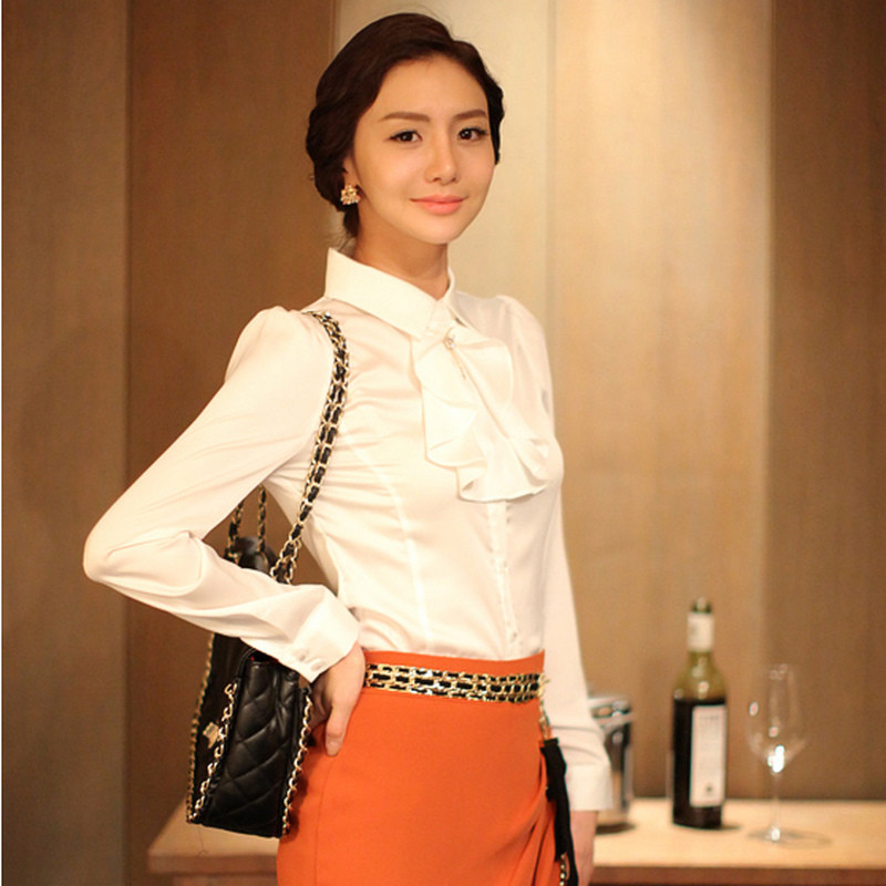 Bluză cu mânecă lungă, detașabilă, cu volane, cu mânecă lungă, subțire, cămașă de modă pentru femei, bluză OL, transport gratuit S-3XL