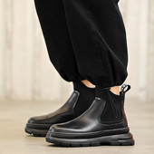 Νέα μόδα δερμάτινα Chelsea Boots Ανδρικά ψηλά παπούτσια μοτοσικλέτας Μποτάκια πλατφόρμας Αύξησης ύψους παπούτσια Zapatillas Hombre