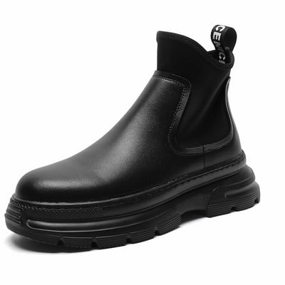 Νέα μόδα δερμάτινα Chelsea Boots Ανδρικά ψηλά παπούτσια μοτοσικλέτας Μποτάκια πλατφόρμας Αύξησης ύψους παπούτσια Zapatillas Hombre