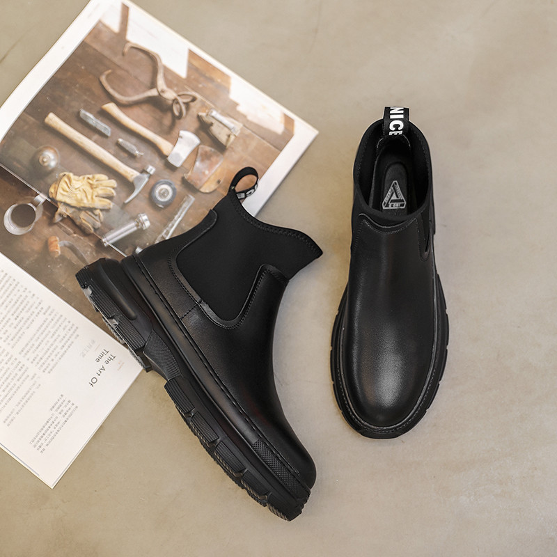 Νέα μόδα δερμάτινα Chelsea Boots Ανδρικά ψηλά παπούτσια μοτοσικλέτας Μποτάκια πλατφόρμας Αύξησης ύψους παπούτσια Zapatillas Hombre