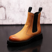 CuddlyIIPanda Muške modne ležerne gležnjače Proljeće Jesen Visoke retro luksuzne dizajnerske retro Chelsea čizme Botas Hombre