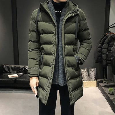 Parka verde caldă pentru bărbați de înaltă calitate, jachete lungi pentru bărbați, paltoane de iarnă, jachete cu glugă, parkas de iarnă casual, mărimea 4XL