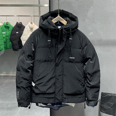 Jachetă de iarnă cu glugă pentru bărbați, ocazional, salopetă albă din puf de rață, îngroșată, pentru schi în aer liber.