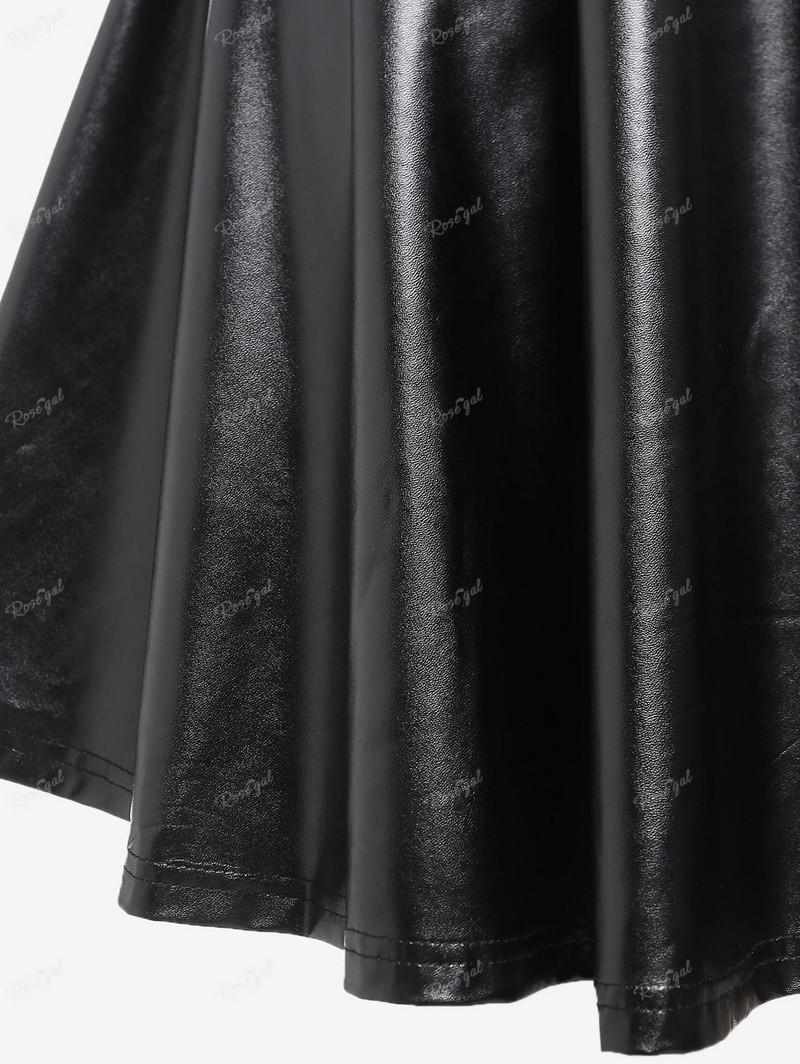 ROSEGAL Plus Size PU kožené sukne odnímateľné reťaze krížové podväzkové sukne čierne ležérne nohavice pre ženy
