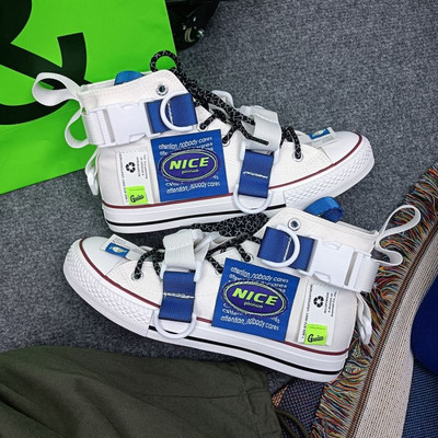 Pantofi de pânză în stil funcțional pentru bărbați, înalți, patchwork, de designer, respirabil, ocazional, încălțăminte pentru femei, cu platformă în aer liber