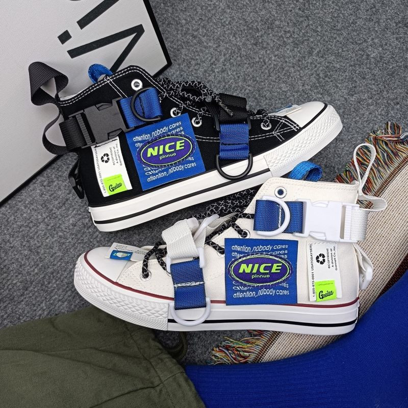 Pantofi de pânză în stil funcțional pentru bărbați, înalți, patchwork, de designer, respirabil, ocazional, încălțăminte pentru femei, cu platformă în aer liber