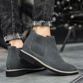 Botine ocazionale pentru bărbați cu pantofi Chelsea adăugati 2023 noi cizme negre pentru motociclete Cizme rurale cu mâneci în tendințe Pantofi de muncă pentru bărbați