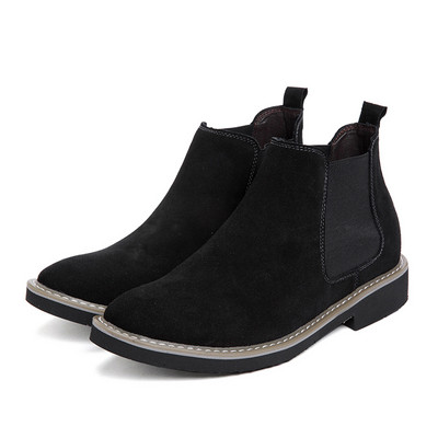 Botine ocazionale pentru bărbați cu pantofi Chelsea adăugati 2023 noi cizme negre pentru motociclete Cizme rurale cu mâneci în tendințe Pantofi de muncă pentru bărbați