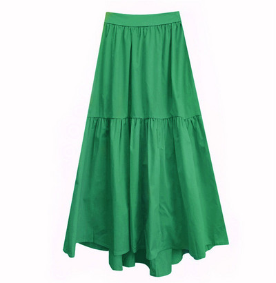 2023 Autunm Fusta Maxi Lungă pentru Femei Vintage culoare bomboană roz galben mov Plus size Fuste de petrecere din bumbac plisat