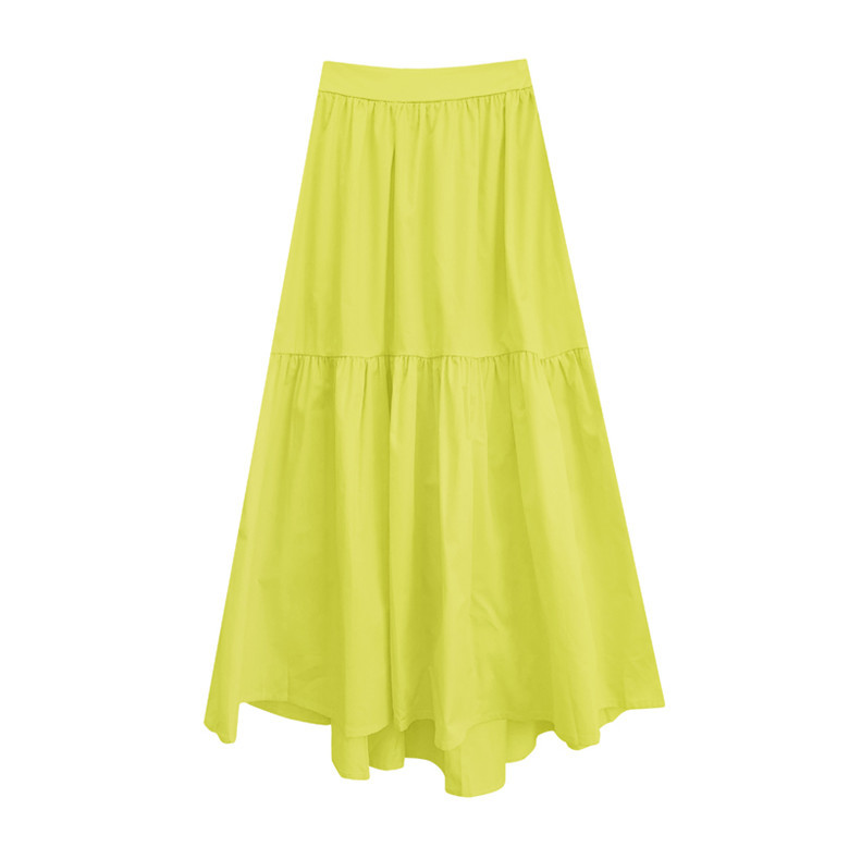 2023 Autunm Fusta Maxi Lungă pentru Femei Vintage culoare bomboană roz galben mov Plus size Fuste de petrecere din bumbac plisat