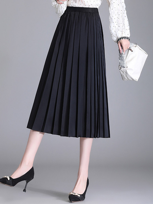 75 cm ilgio Naujas 2023 m. sijonas moteriškas klostuotas sijonas plius dydis aukštu juosmeniu, didelio svorio mamai 100 kg juodas sijonas moterims vakarinis sijonas