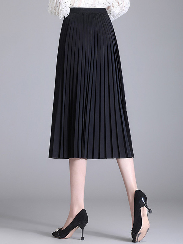 75 cm ilgio Naujas 2023 m. sijonas moteriškas klostuotas sijonas plius dydis aukštu juosmeniu, didelio svorio mamai 100 kg juodas sijonas moterims vakarinis sijonas