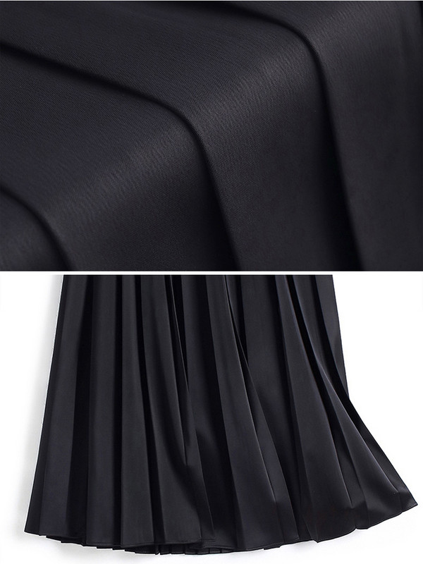 75 cm ilgio Naujas 2023 m. sijonas moteriškas klostuotas sijonas plius dydis aukštu juosmeniu, didelio svorio mamai 100 kg juodas sijonas moterims vakarinis sijonas