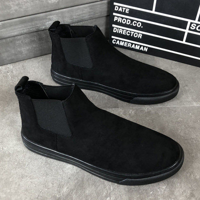 Κορεάτικο στυλ ανδρικές μπότες αναψυχής chelsea παπούτσια αγελάδας σουέτ δερμάτινα παπούτσια που αναπνέουν flats πλατφόρμα καουμπόη μπότες τάση ankle botas hombre