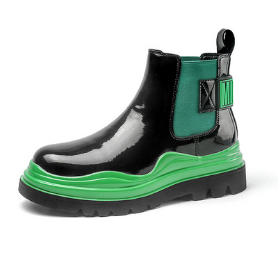 Dizajnerske muške Chelsea od kože Vintage Zelene čizme s platformom Muške natikače Ležerne cipele Muške luksuzne motociklističke čizme