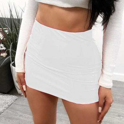 Plus Size Γυναικεία Σέξι Φούστα από PVC Bodycon Ψηλόμεση Λεπτή Pencil Φούστα Vintage Μίνι Φούστα Sexy Dancing Clubwear 12 χρωμάτων