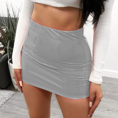 Plus Size Γυναικεία Σέξι Φούστα από PVC Bodycon Ψηλόμεση Λεπτή Pencil Φούστα Vintage Μίνι Φούστα Sexy Dancing Clubwear 12 χρωμάτων