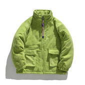 Modne muške zimske jakne i kaputi za 2023. Ležerne široke jakne od samta, jednobojne zimske ovratnike sa samostojećim ovratnikom Ležerne