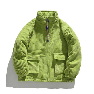 Modne muške zimske jakne i kaputi za 2023. Ležerne široke jakne od samta, jednobojne zimske ovratnike sa samostojećim ovratnikom Ležerne