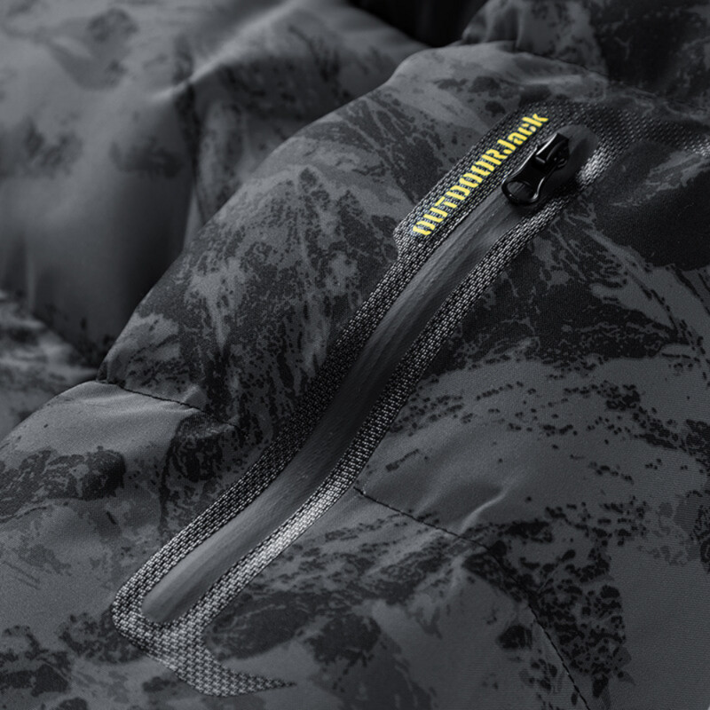 Jachetă pufă de camuflaj gri Jachete Parka pentru bărbați Sporturi de iarnă în aer liber Jachete de vânt cu glugă Bărbați Mantocă căptușită îngroșată