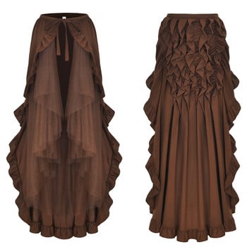 Γυναικεία Steampunk βικτοριανή φούστα Lace Up 2 Layer Ruffles Tulle Asymmetrica Φούστα Μεσαιωνικής Αναγέννησης Κορσέ Φούστες Plus Size