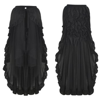 Γυναικεία Steampunk βικτοριανή φούστα Lace Up 2 Layer Ruffles Tulle Asymmetrica Φούστα Μεσαιωνικής Αναγέννησης Κορσέ Φούστες Plus Size