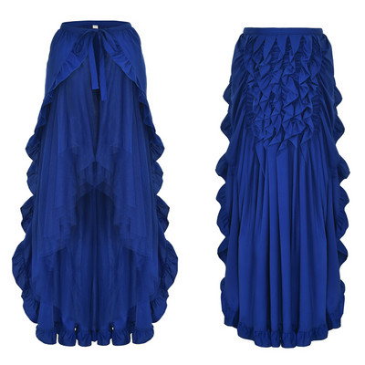 Γυναικεία Steampunk βικτοριανή φούστα Lace Up 2 Layer Ruffles Tulle Asymmetrica Φούστα Μεσαιωνικής Αναγέννησης Κορσέ Φούστες Plus Size